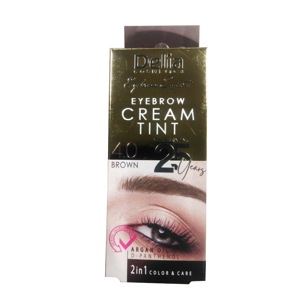 Крем-фарба для брів Delia Cosmetics Color Cream з олією аргани, 4.0 Brown, 15 мл