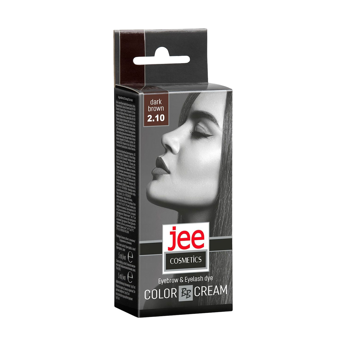 Крем-фарба для брів та вій Jee Cosmetics Eyebrow &amp; Eyelash Dye Color Cream 2.10 Темно-коричневий, 5 мл